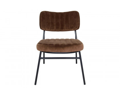 LeisureMod™ Marilane Velvet Accent Chair with Metal Frame - Coffee/Brown