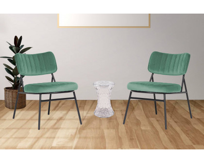 LeisureMod™ Marilane Velvet Accent Chair with Metal Frame - Turquoise