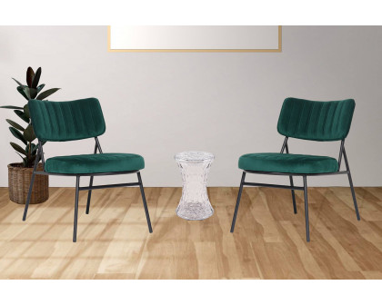 LeisureMod™ Marilane Velvet Accent Chair with Metal Frame - Emerald/Green