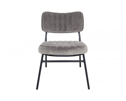 LeisureMod™ Marilane Velvet Accent Chair with Metal Frame - Fossil/Gray