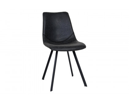 LeisureMod Markley Modern Leather Dining Chair with Black Metal Legs