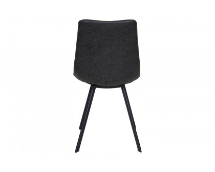 LeisureMod Markley Modern Leather Dining Chair with Black Metal  Legs - Charcoal/Black