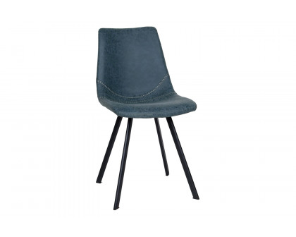 LeisureMod Markley Modern Leather Dining Chair with Black Metal Legs