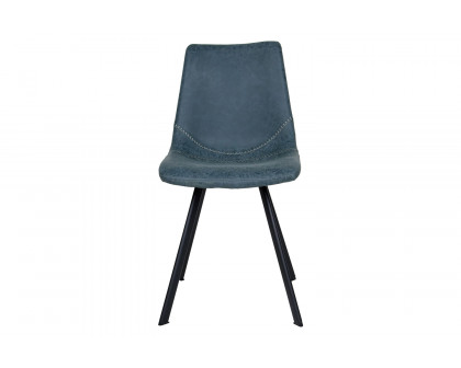 LeisureMod Markley Modern Leather Dining Chair with Black Metal  Legs - Peacock/Blue