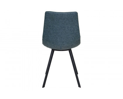 LeisureMod Markley Modern Leather Dining Chair with Black Metal  Legs - Peacock/Blue