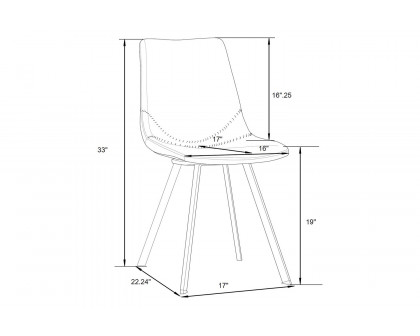 LeisureMod Markley Modern Leather Dining Chair with Black Metal  Legs - Olive Green