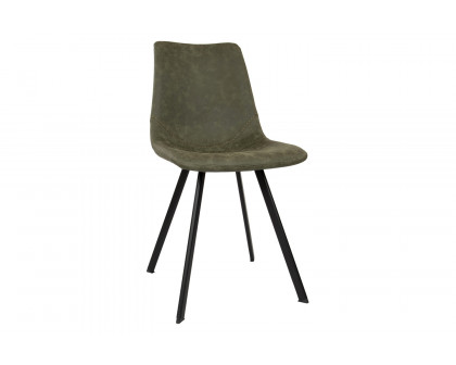 LeisureMod Markley Modern Leather Dining Chair with Black Metal Legs