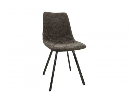 LeisureMod Markley Modern Leather Dining Chair with Black Metal Legs