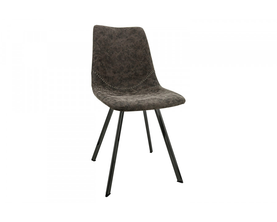 LeisureMod Markley Modern Leather Dining Chair with Black Metal  Legs - Gray