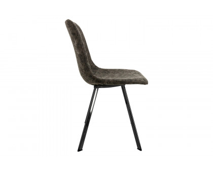 LeisureMod Markley Modern Leather Dining Chair with Black Metal  Legs - Gray