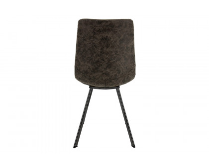 LeisureMod Markley Modern Leather Dining Chair with Black Metal  Legs - Gray