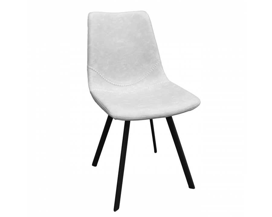 LeisureMod Markley Modern Leather Dining Chair with Black Metal Legs - Light Gray