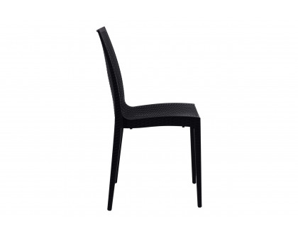 LeisureMod Modern Weave Mace Patio Outdoor Dining Chair - Black