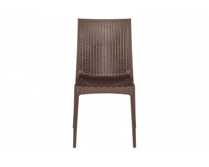 LeisureMod Modern Weave Mace Patio Outdoor Dining Chair - Brown