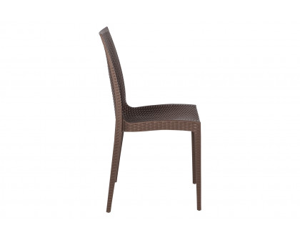 LeisureMod Modern Weave Mace Patio Outdoor Dining Chair - Brown