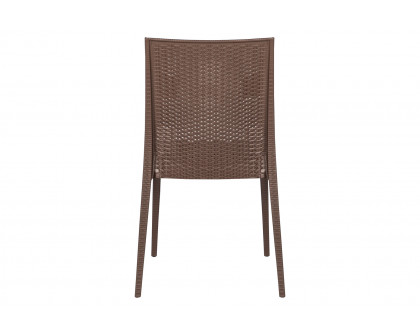 LeisureMod Modern Weave Mace Patio Outdoor Dining Chair - Brown