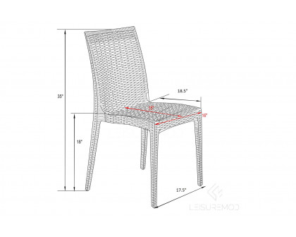 LeisureMod Modern Weave Mace Patio Outdoor Dining Chair - Brown