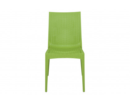 LeisureMod Modern Weave Mace Patio Outdoor Dining Chair - Green