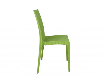 LeisureMod Modern Weave Mace Patio Outdoor Dining Chair - Green