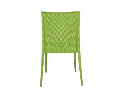 LeisureMod Modern Weave Mace Patio Outdoor Dining Chair - Green