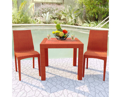 LeisureMod Modern Weave Mace Patio Outdoor Dining Chair - Orange