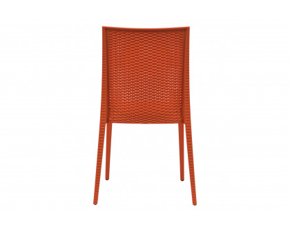 LeisureMod Modern Weave Mace Patio Outdoor Dining Chair - Orange