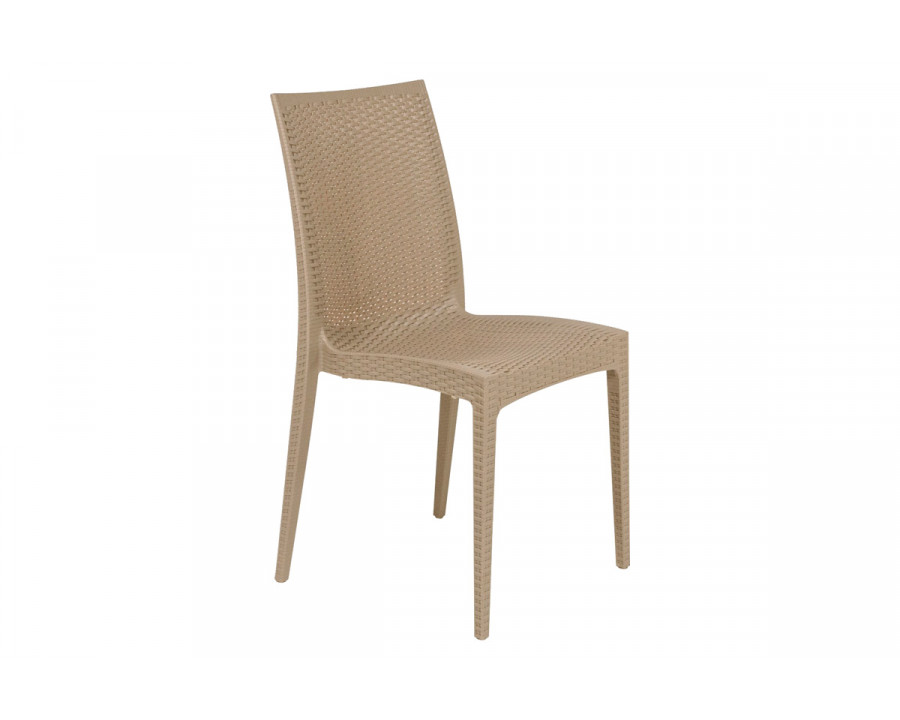 LeisureMod Modern Weave Mace Patio Outdoor Dining Chair - Taupe