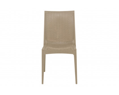 LeisureMod Modern Weave Mace Patio Outdoor Dining Chair - Taupe