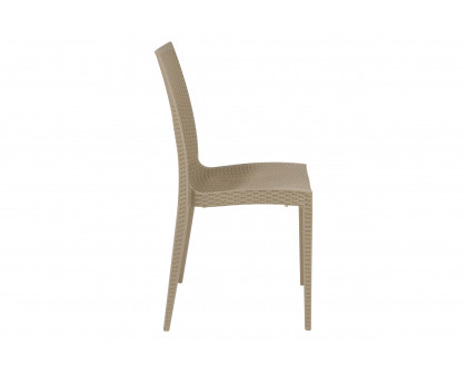 LeisureMod Modern Weave Mace Patio Outdoor Dining Chair - Taupe