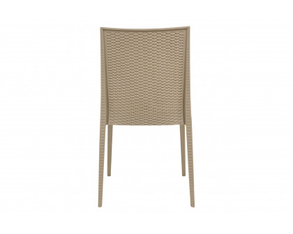 LeisureMod Modern Weave Mace Patio Outdoor Dining Chair - Taupe