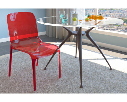 LeisureMod Modern Murray Stackable Dining Side Chair - Red