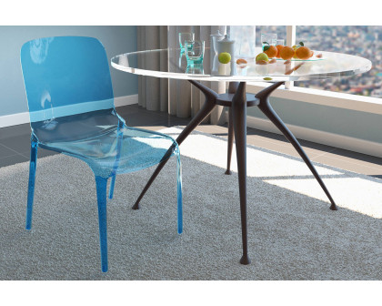 LeisureMod Modern Murray Stackable Dining Side Chair - Blue