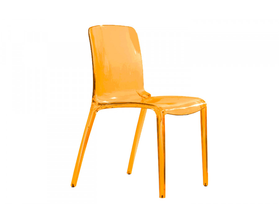 LeisureMod Modern Murray Stackable Dining Side Chair - Transparent/Orange