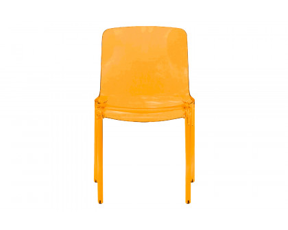 LeisureMod Modern Murray Stackable Dining Side Chair - Transparent/Orange