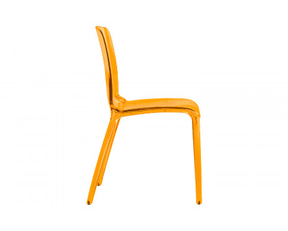 LeisureMod Modern Murray Stackable Dining Side Chair - Transparent/Orange