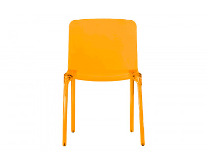 LeisureMod Modern Murray Stackable Dining Side Chair - Transparent/Orange