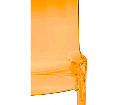 LeisureMod Modern Murray Stackable Dining Side Chair - Transparent/Orange