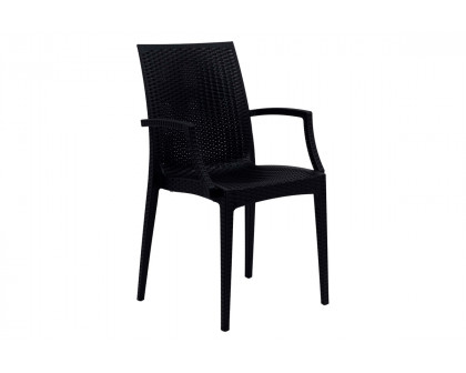 LeisureMod Modern Weave Mace Patio Outdoor Dining Armchair