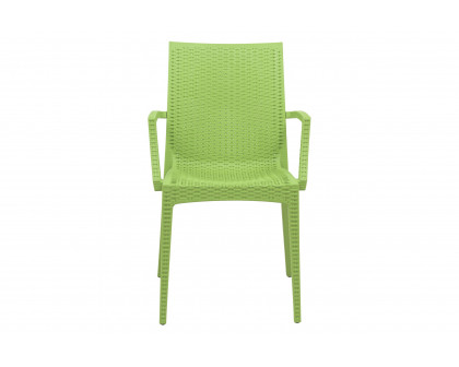 LeisureMod Modern Weave Mace Patio Outdoor Dining Armchair - Green