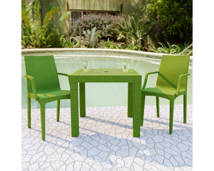 LeisureMod Modern Weave Mace Patio Outdoor Dining Armchair - Green