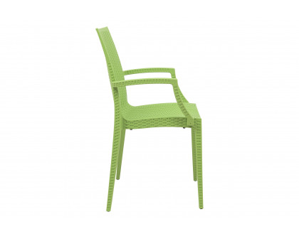 LeisureMod Modern Weave Mace Patio Outdoor Dining Armchair - Green