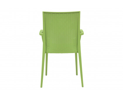 LeisureMod Modern Weave Mace Patio Outdoor Dining Armchair - Green