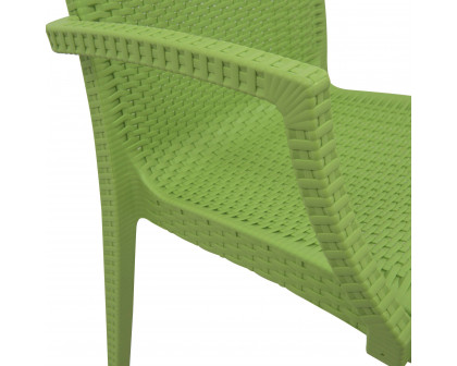 LeisureMod Modern Weave Mace Patio Outdoor Dining Armchair - Green