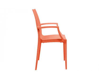 LeisureMod Modern Weave Mace Patio Outdoor Dining Armchair - Orange