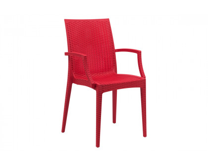 LeisureMod Modern Weave Mace Patio Outdoor Dining Armchair