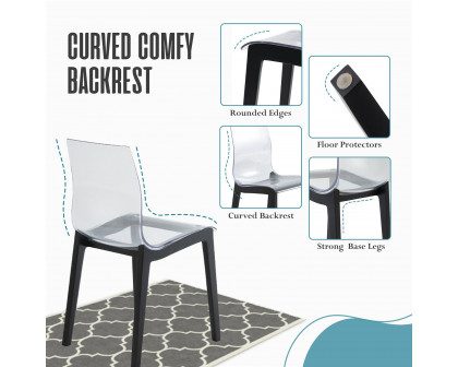 LeisureMod Marsden Modern Dining Side Chair With Beech Wood Legs - Black