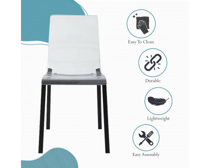 LeisureMod Marsden Modern Dining Side Chair With Beech Wood Legs - Black