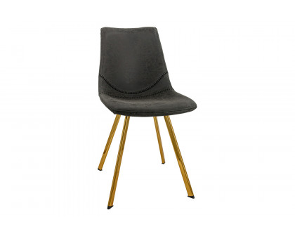 LeisureMod Markley Modern Leather Dining Chair with Black Metal Legs