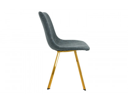 LeisureMod Markley Modern Leather Dining Chair with Gold Metal Legs - Peacock/Blue