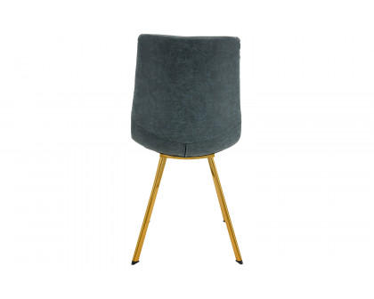 LeisureMod Markley Modern Leather Dining Chair with Gold Metal Legs - Peacock/Blue